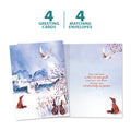 Load image into Gallery viewer, The cover and inside of Tree-Free’s Winter Serenity card, along with the following text: “4 greeting cards, 4 matching envelopes”
