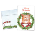 Load image into Gallery viewer, The cover of Tree-Free&#39;s Joyous Cat card, along with its matching envelope.
