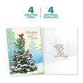 Load image into Gallery viewer, The cover and inside of Tree-Free’s Cardinal Peace card, along with the following text: “4 greeting cards, 4 matching envelopes”
