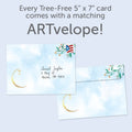 Load image into Gallery viewer, The envelope for Tree-Free’s Lantern Moon card, along with the following text: “Every Tree-Free 5x7 card comes with a matching ARTvelope!”
