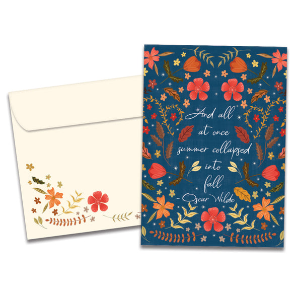 The cover of Tree-Free's Floral Fall card, along with its matching envelope.
