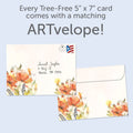 Load image into Gallery viewer, The envelope for Tree-Free’s Heartfelt Flowers card, along with the following text: “Every Tree-Free 5x7 card comes with a matching ARTvelope!”
