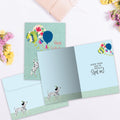 Load image into Gallery viewer, The inside of Tree-Free’s Spot On Dog card, with the cover and envelope in the background.
