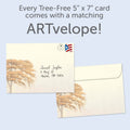 Load image into Gallery viewer, The envelope for Tree-Free’s Autumn Memories card, along with the following text: “Every Tree-Free 5x7 card comes with a matching ARTvelope!”
