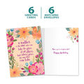 Load image into Gallery viewer, The cover and inside of Tree-Free’s Mom Place Birthday card, along with the following text: “6 greeting cards, 6 matching envelopes”
