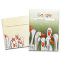 Load image into Gallery viewer, Cover of Gaggle Search Birthday card (featuring serif text above artwork of several geese) and its matching envelope
