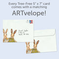 Load image into Gallery viewer, The envelope for Tree-Free’s Earth Rabbits card, along with the following text: “Every Tree-Free 5x7 card comes with a matching ARTvelope!”
