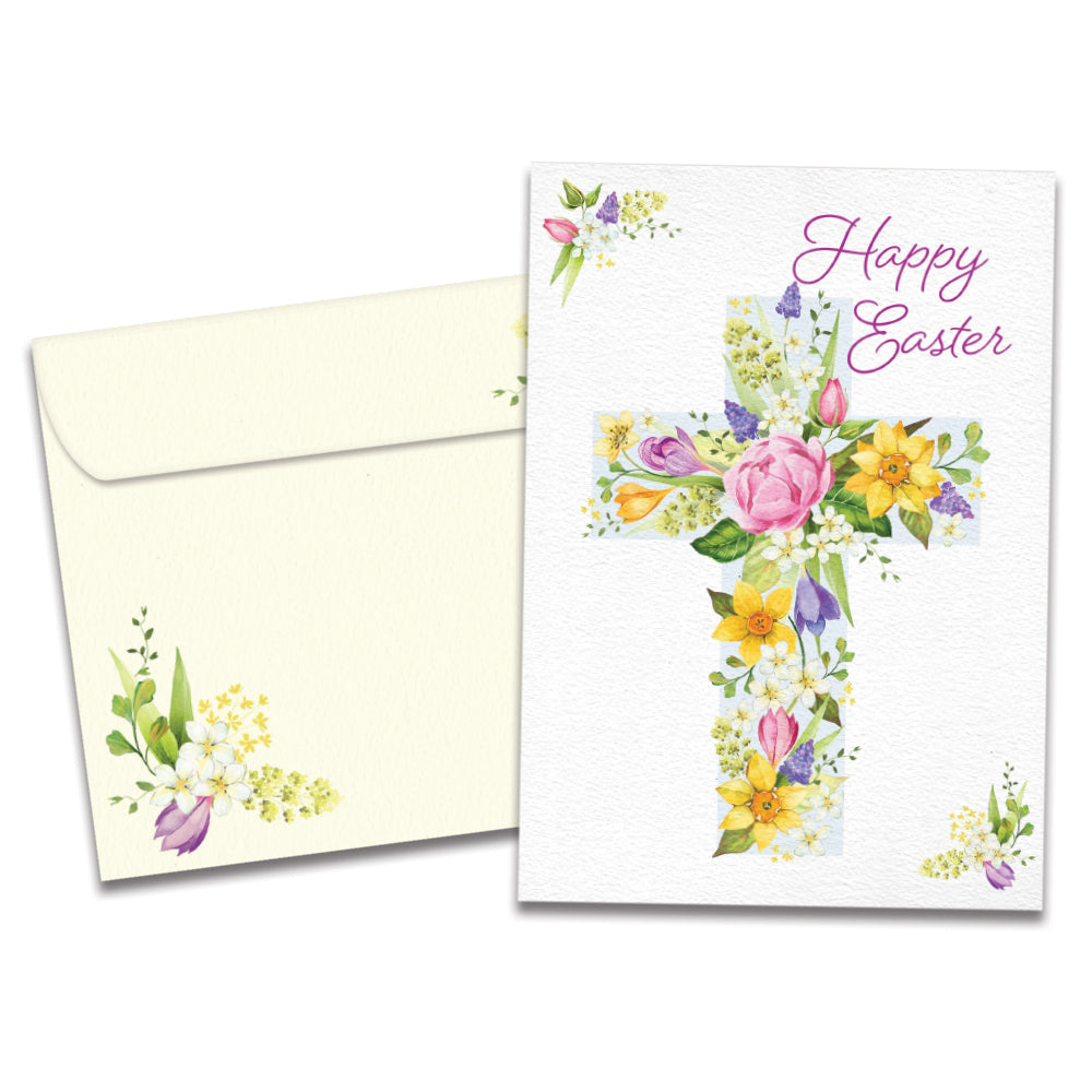 Floral Cross Greeting Card 4 Pack – Tree-Free Greetings