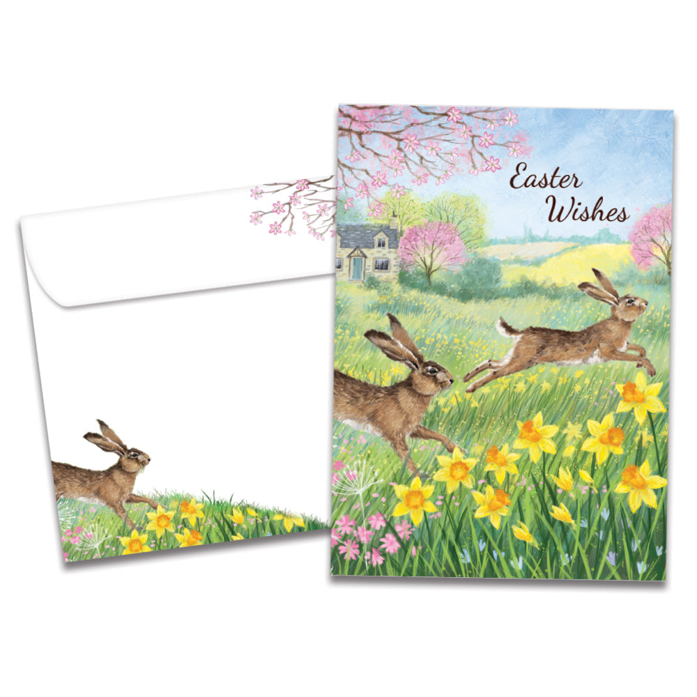 Daffodil Rabbit Wishes 4 Pack – Tree-Free Greetings
