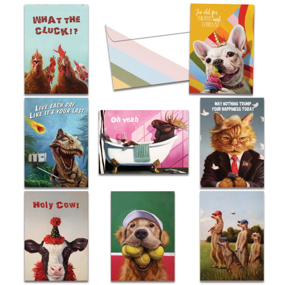 Lucia Heffernan Animal Humor Birthday Assorted 8 pack AGA1125