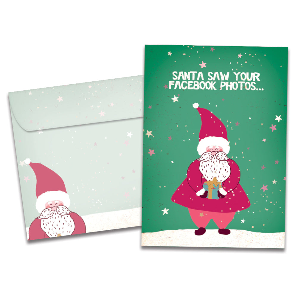 Santa Facebook 10 ct Christmas Greeting Card Set