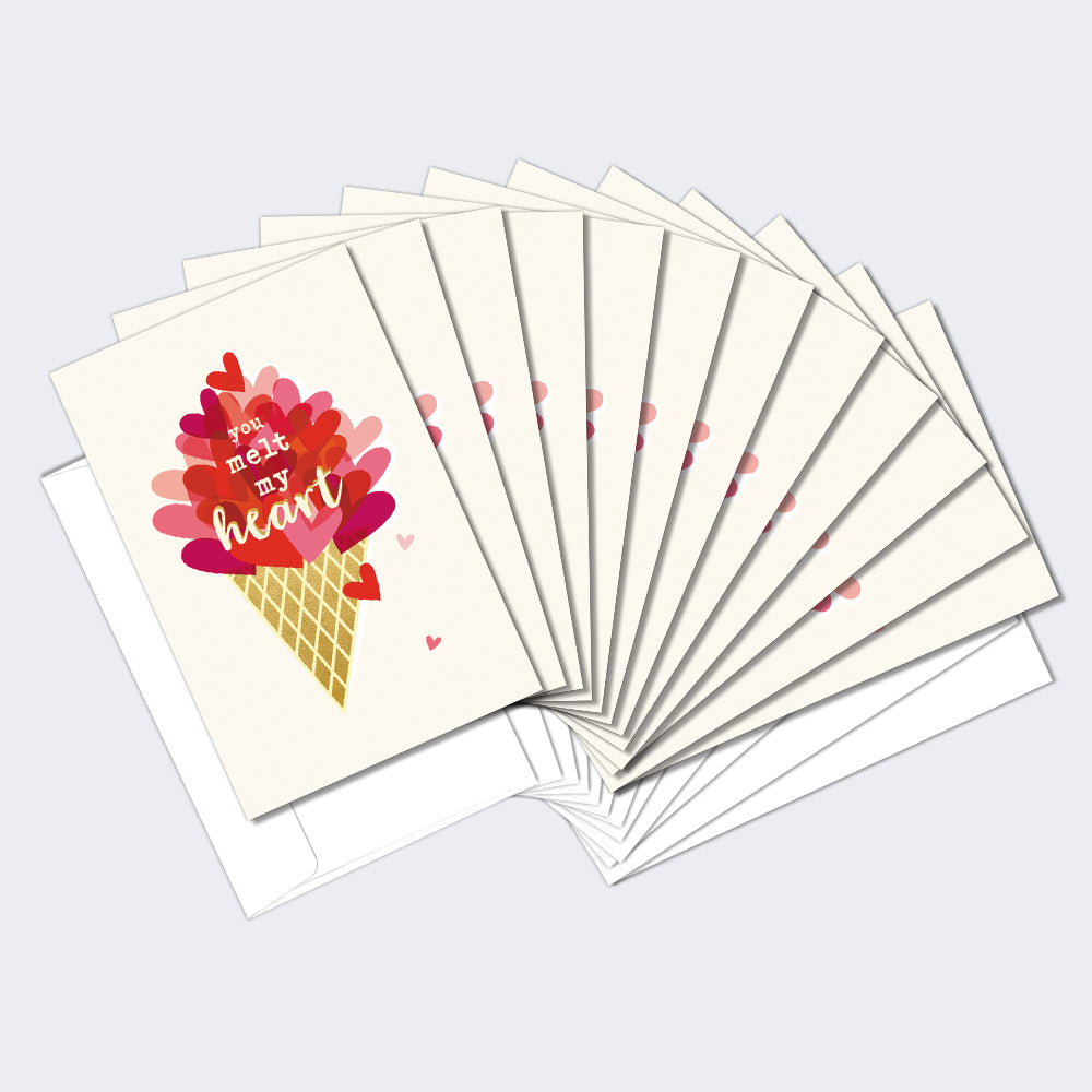 Melt My Heart Valentine 12 Pack Notecards