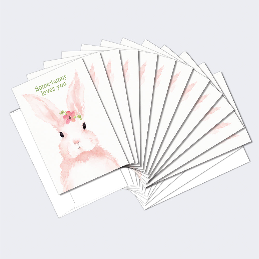 Pink Bunny 12 Pack Notecards