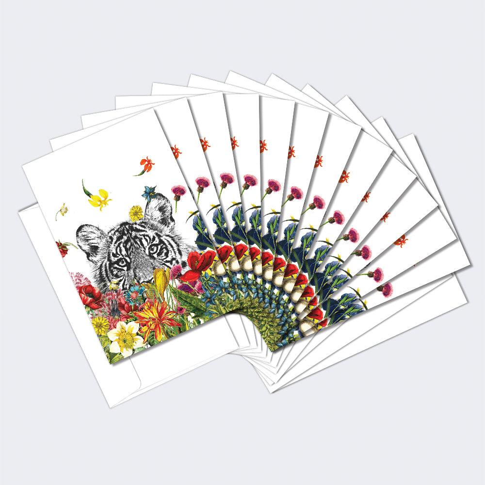White Tiger Flowers 12 Pack Notecards