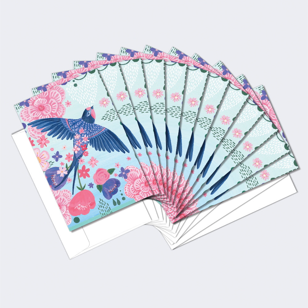 Whimsical Bird 12 Pack Notecards