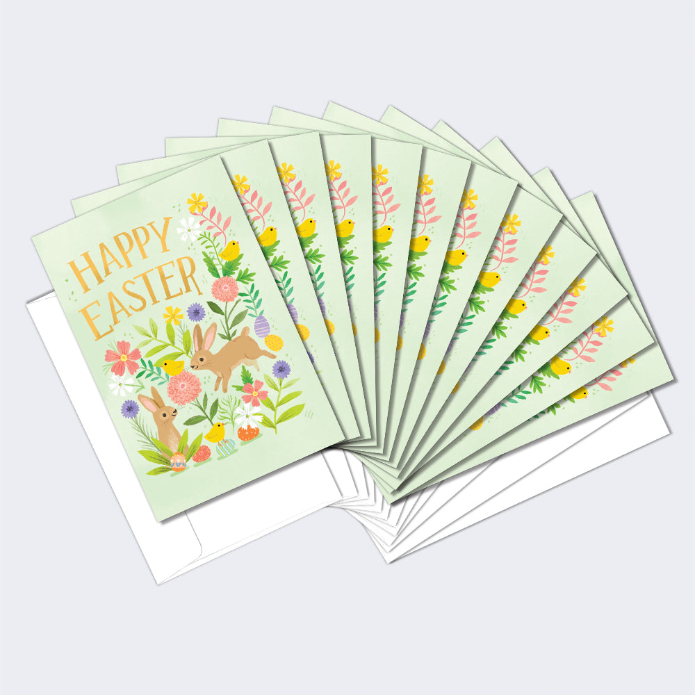 Floral Bunnies 12 Pack Notecards