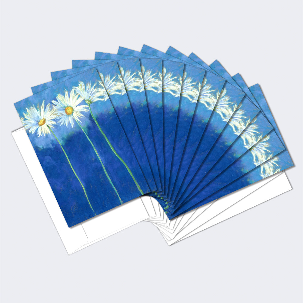 Daisies on Blue Boxed 12 Pack Notecards