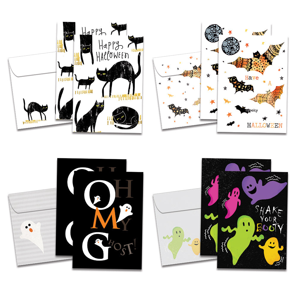 Cats, Ghosts, and Bats Halloween 8 Pack