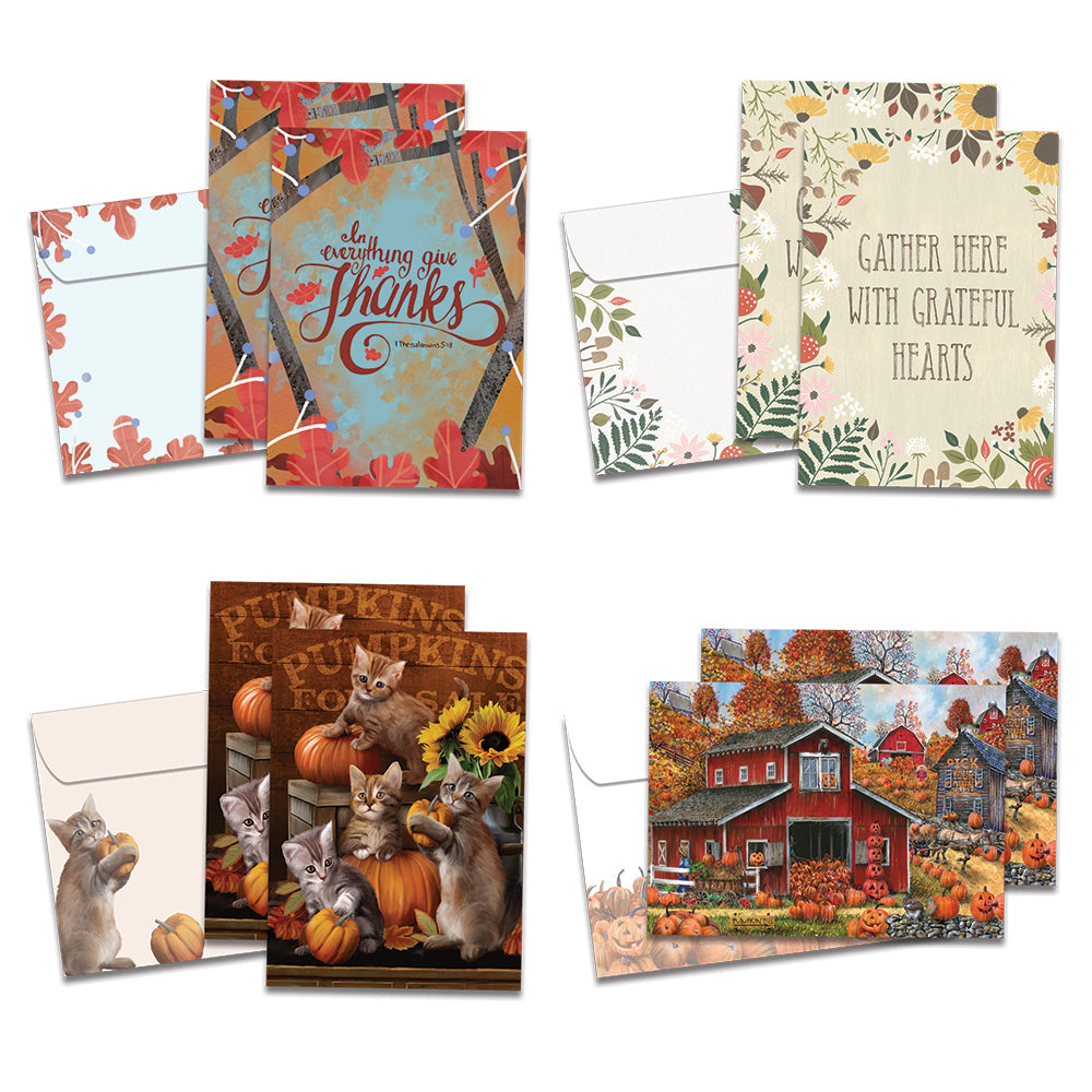Pumpkins and Kittens Thanksgiving 8 Pack