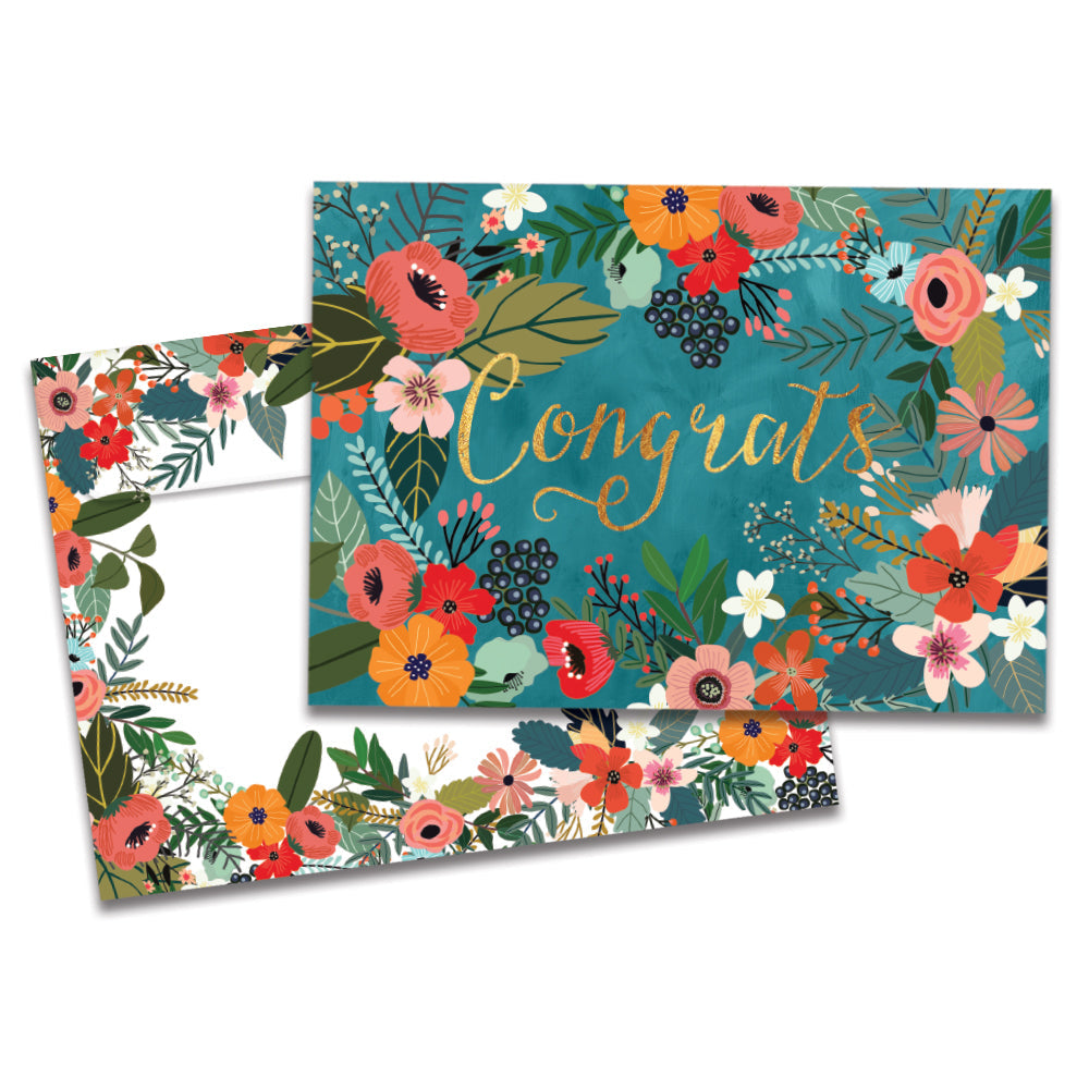 Congrats Flowers Vibrant Single Card