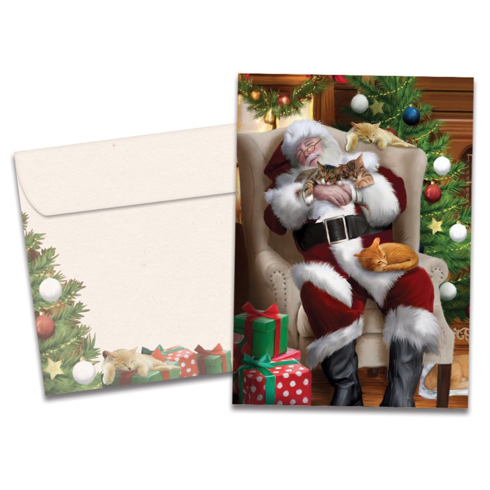 Cat Nap Santa Single Card