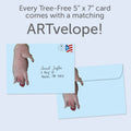 Load image into Gallery viewer, The envelope for Tree-Free’s Pigs Bubblegum card, along with the following text: “Every Tree-Free 5x7 card comes with a matching ARTvelope!”
