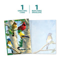 Load image into Gallery viewer, The cover and inside of Tree-Free’s Favorite Songbirds All Occasion Card card, along with the following text: “1 greeting card, 1 matching envelope”
