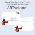 Load image into Gallery viewer, The envelope for Tree-Free’s Rock Lobster card, along with the following text: “Every Tree-Free 5x7 card comes with a matching ARTvelope!”
