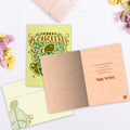 Load image into Gallery viewer, The inside of Tree-Free’s Karma Turtle card, with the cover and envelope in the background.
