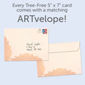 Load image into Gallery viewer, The envelope for Tree-Free’s May The Sun card, along with the following text: “Every Tree-Free 5x7 card comes with a matching ARTvelope!”
