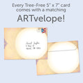 Load image into Gallery viewer, The envelope for Tree-Free’s The World card, along with the following text: “Every Tree-Free 5x7 card comes with a matching ARTvelope!”
