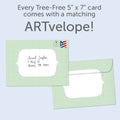 Load image into Gallery viewer, The envelope for Tree-Free’s Heal card, along with the following text: “Every Tree-Free 5x7 card comes with a matching ARTvelope!”
