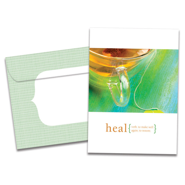 The cover of Tree-Free's Heal card, along with its matching envelope.