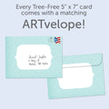 Load image into Gallery viewer, The envelope for Tree-Free’s Big Feat card, along with the following text: “Every Tree-Free 5x7 card comes with a matching ARTvelope!”
