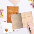 Load image into Gallery viewer, The inside of Tree-Free’s Unawakened Soul Pet Sympathy Card card, with the cover and envelope in the background.
