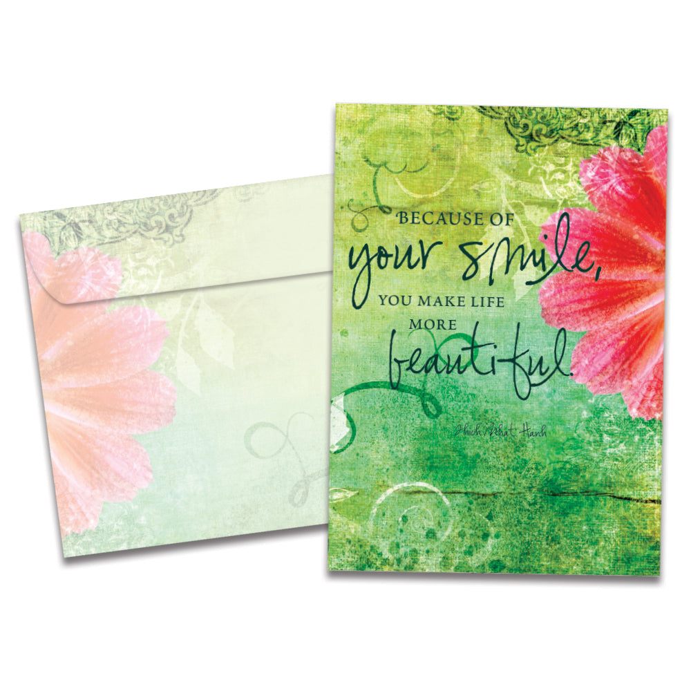 The cover of Tree-Free's Your Smile card, along with its matching envelope.
