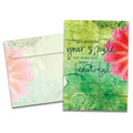 Load image into Gallery viewer, The cover of Tree-Free&#39;s Your Smile All Occasion Card card, along with its matching envelope.
