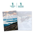 Load image into Gallery viewer, The cover and inside of Tree-Free’s From Above Sympathy Card card, along with the following text: “1 greeting card, 1 matching envelope”
