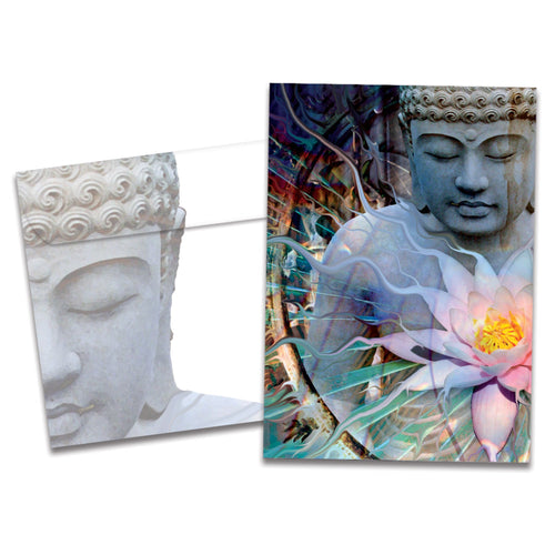 The cover of Tree-Free's Living Radiance All Occasion Card card, along with its matching envelope.
