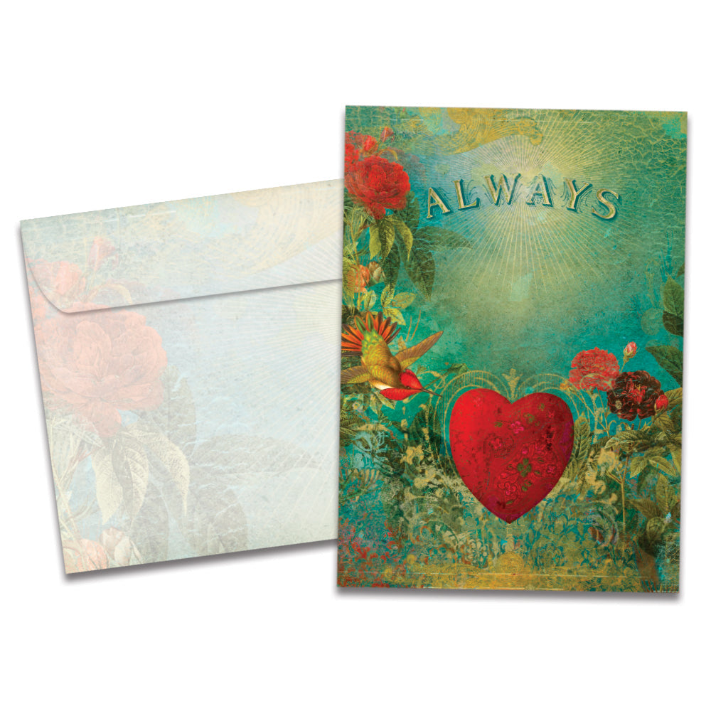The cover of Tree-Free's Always Love Card card, along with its matching envelope.