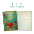 Load image into Gallery viewer, The cover and inside of Tree-Free’s Always Love Card card, along with the following text: “1 greeting card, 1 matching envelope”
