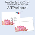 Load image into Gallery viewer, The envelope for Tree-Free’s Open card, along with the following text: “Every Tree-Free 5x7 card comes with a matching ARTvelope!”

