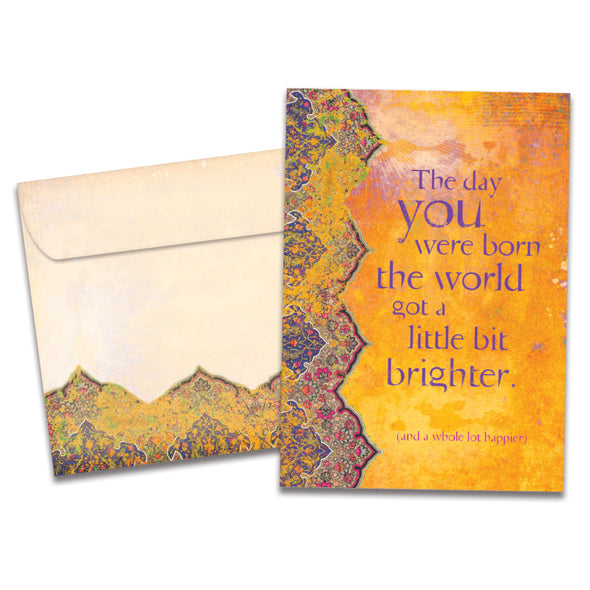 The cover of Tree-Free's The Day You Were Born card, along with its matching envelope.