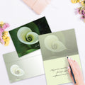 Load image into Gallery viewer, The inside of Tree-Free’s Sympathy Card card, with the cover and envelope in the background.
