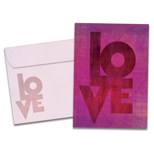 The cover of Tree-Free's Love Boldly card, along with its matching envelope.