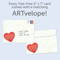 Load image into Gallery viewer, The envelope for Tree-Free’s Be Mine card, along with the following text: “Every Tree-Free 5x7 card comes with a matching ARTvelope!”
