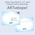 Load image into Gallery viewer, The envelope for Tree-Free’s We Do Congratulations card, along with the following text: “Every Tree-Free 5x7 card comes with a matching ARTvelope!”
