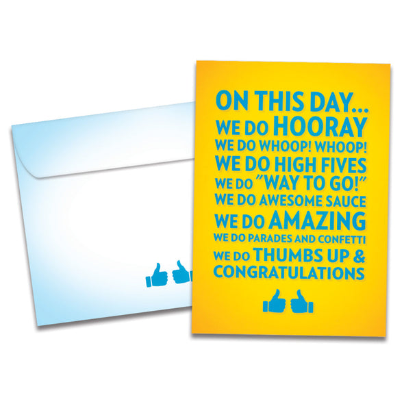 The cover of Tree-Free's We Do Congratulations card, along with its matching envelope.