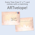 Load image into Gallery viewer, The envelope for Tree-Free’s Divine Connected Strong All Occasion Card card, along with the following text: “Every Tree-Free 5x7 card comes with a matching ARTvelope!”
