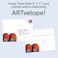 Load image into Gallery viewer, The envelope for Tree-Free’s Good Or Bad? card, along with the following text: “Every Tree-Free 5x7 card comes with a matching ARTvelope!”
